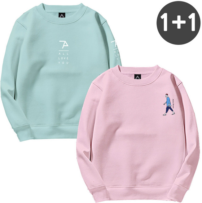 문컬렉션 1+1 SET 긴팔 티 남여공용 빅사이즈 라운드 캐주얼 스트릿 기본핏 티셔츠 특양 맨투맨 올러브유 피플 남성 여성