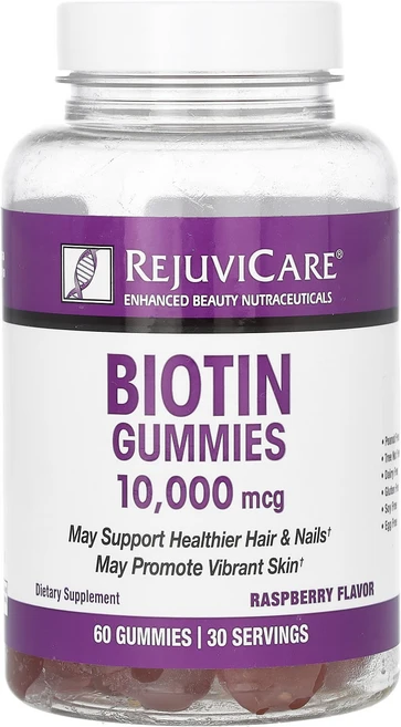 Rejuvicare 비오틴 구미젤리 라즈베리 10000mcg 구미젤리 60개(구미젤리 1개당 5000mcg), Rejuvicare비오틴구미젤리라즈베리10000mcg구, 1개, 60정 - 쿠팡