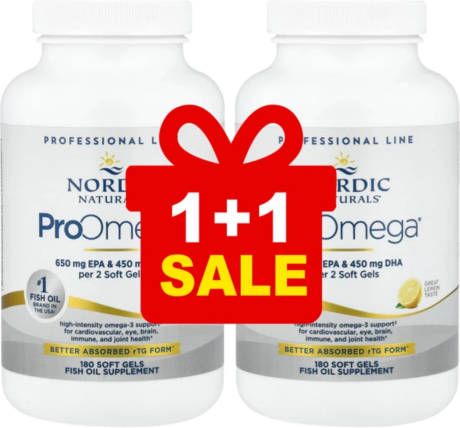 노르딕 내추럴스 프로오메가 ProOmega rTG 레몬맛 소프트젤 180정 1280mg EPA 650mg DHA 450mg / 해외직구 미국정품, 2개 - 쿠팡