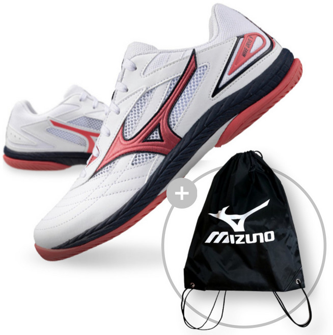 미즈노 웨이브드라이브9 탁구화+신발주머니세트 81GA220551 화이트와인블랙 남녀공용