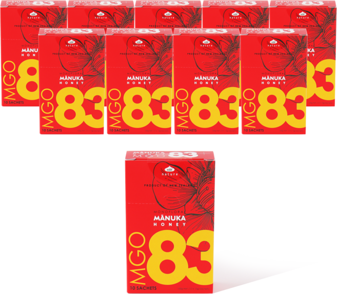 와일드네이처 뉴질랜드 마누카꿀 MGO83+ 꿀스틱 10개입, 10박스, 100g