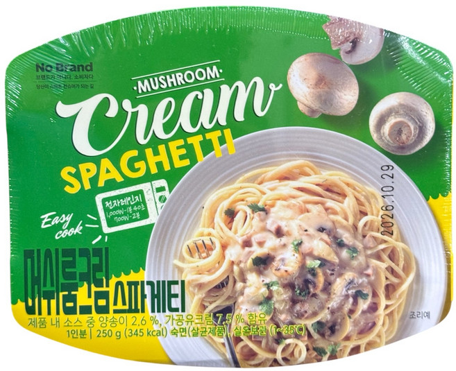 노브랜드 머쉬룸 크림 스파게티 220g x 4개 NoBrand Mushroom Cream Spaghetti 220g x 4pc, 250g, 1개
