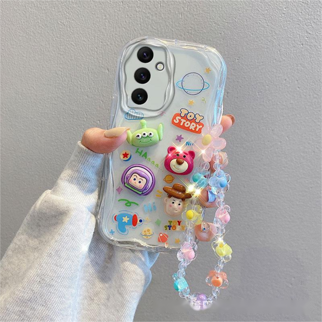 나무나라 갤럭시 A17 A07 S25FE 웨이브 입체 캐릭터 스트랩 투명 케이스 CY272