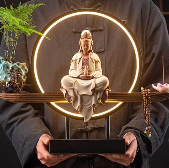 LED 불상 부처상 천수관음 미니 불교 부처님 관세음보살상 세트