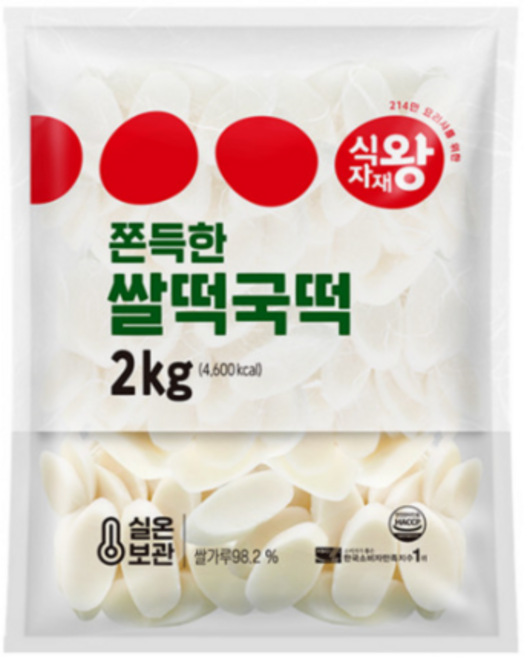 식자재왕 쫀득한 쌀떡국떡 2kg, 6개