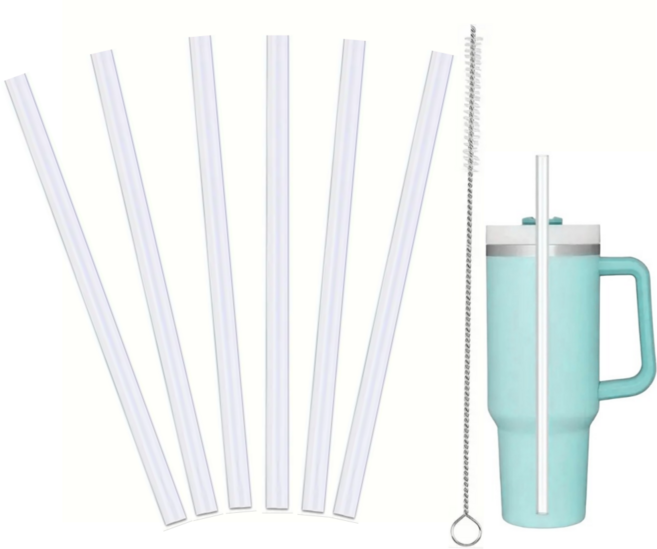 소이마켓 텀블러(887ml / 1.18L 호환) 전용 교체 반투명 빨대 빨대솔 세트 빨대 6p + 청소솔 1p, 1세트