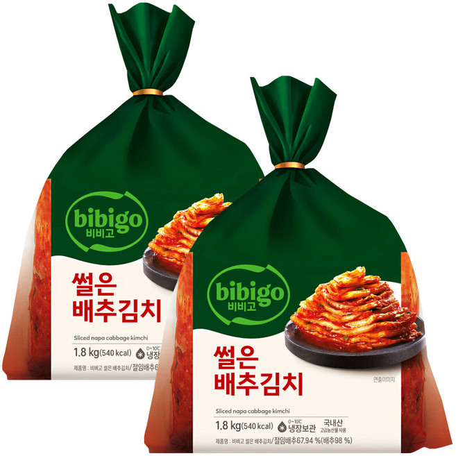 골든싸이]비비고_썰은배추김치, 1.8kg, 2개