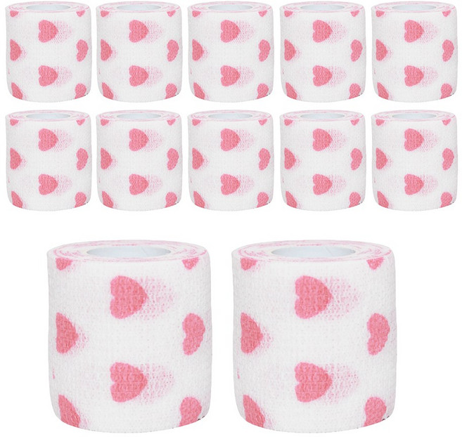 이지유 애견 자가점착 붕대 신발 강아지 일회용 산책 양말, 12개, 하트