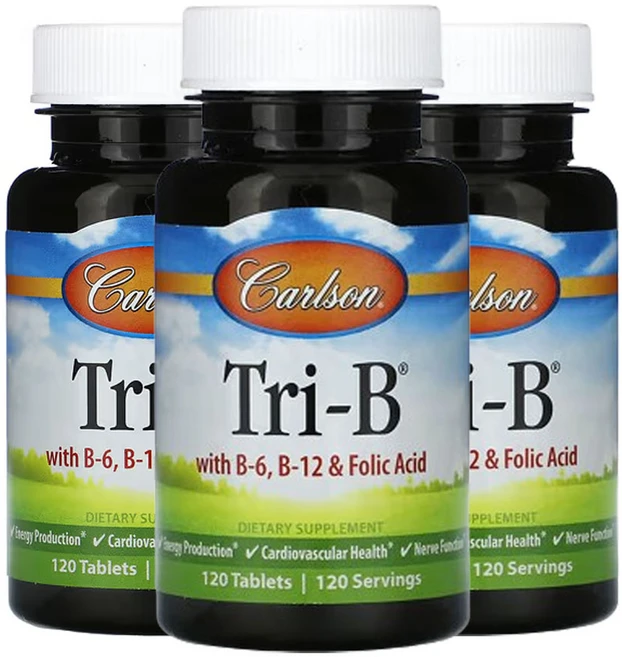 칼슨 Tri-B B-6 B-12 엽산 함유 120정, 3개 - 쿠팡