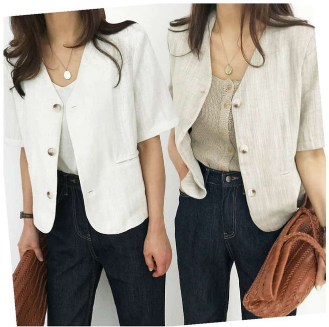 반팔린넨자켓 여성반팔정장자켓