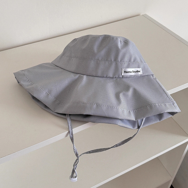 夏日出遊條紋繫帶顯臉小漁夫帽子女2025新款大帽檐防曬遮陽登山帽