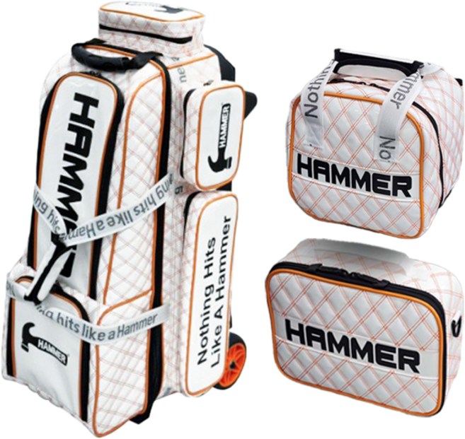 햄머 3볼 빅 신형 볼링백 볼링가방 롤러백, 체크_화이트오렌지, 1개