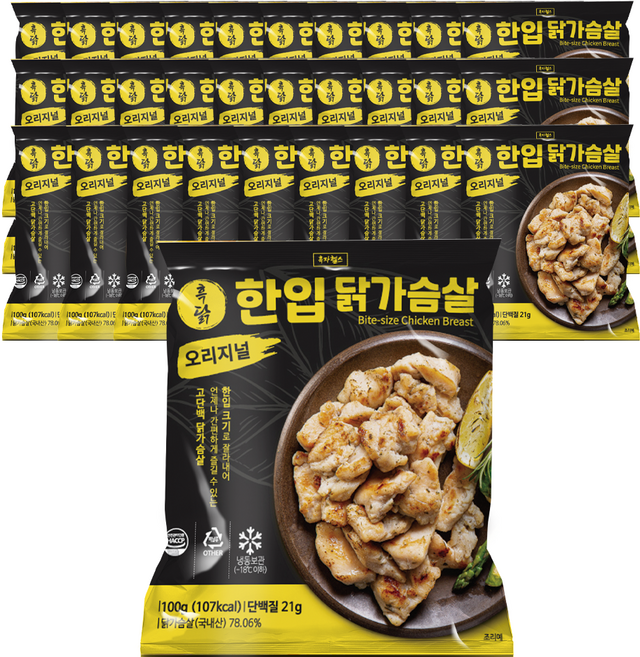 흑닭 한입 닭가슴살 오리지널, 100g, 30개