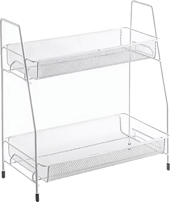 에코로버 다용도 정리 선반 2단 주방 양념통 화장대 욕실 사무용품 수납, 화이트