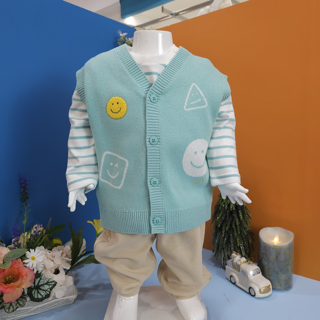 [아가방 상하복] 스마일니트조끼3세트 T1 돌 선물하기외출복 실내복 아기옷
