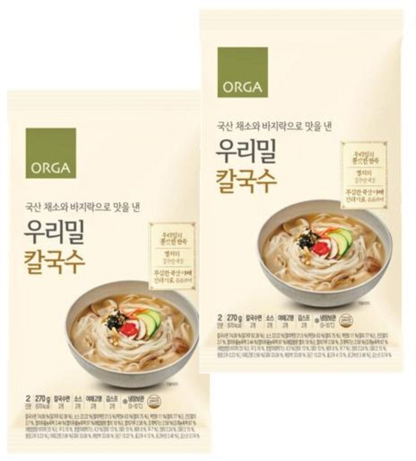 풀무원 국산 채소와 바지락으로 맛을 낸 우리밀 칼국수 270g 2개