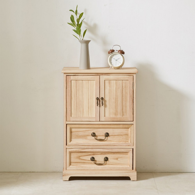 에코베스트 협탁 원목수납장 서랍장 라탄가구 2단서랍장 3단서랍장 틈새장 수납장, 125 2단양문수납장