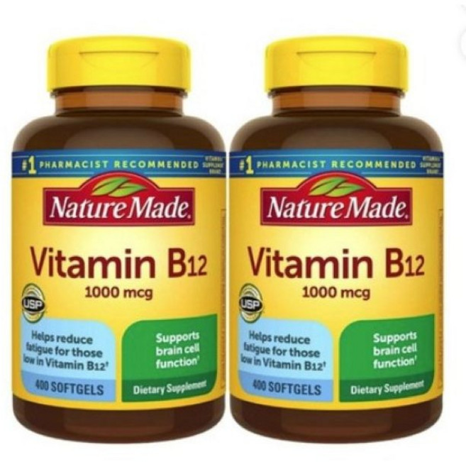 [정품 미국 배송] 네이처 메이드 비타민 B12 1000mcg 400정-2개 (소프트젤) Nature Made Vitamin B12 1000mcg *사은품 증정*, 2개, 챱스틱(랜덤)1개, 1000mcg, 400정