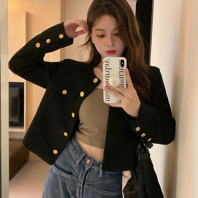 스타일닥터 여성 트위드코트 봄가을 슬림핏 하객룩 쇼 자켓