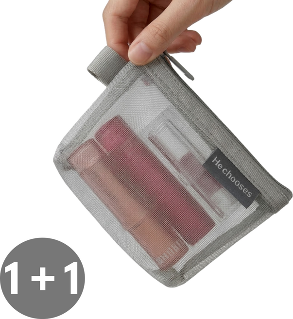 데일리조 미니 메쉬 파우치 화장품 다용도