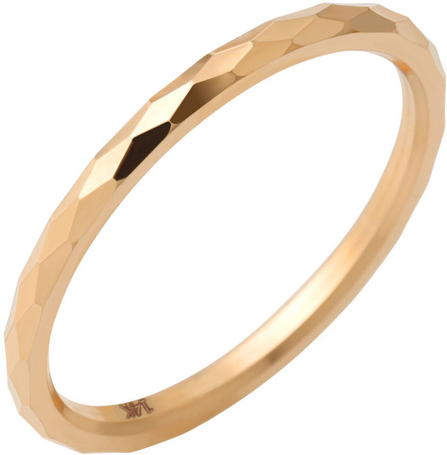 Lawool stone 14K GOLD 玫瑰金鑽石切割鏤空日常友情戒指 JK404 + 戒指盒組