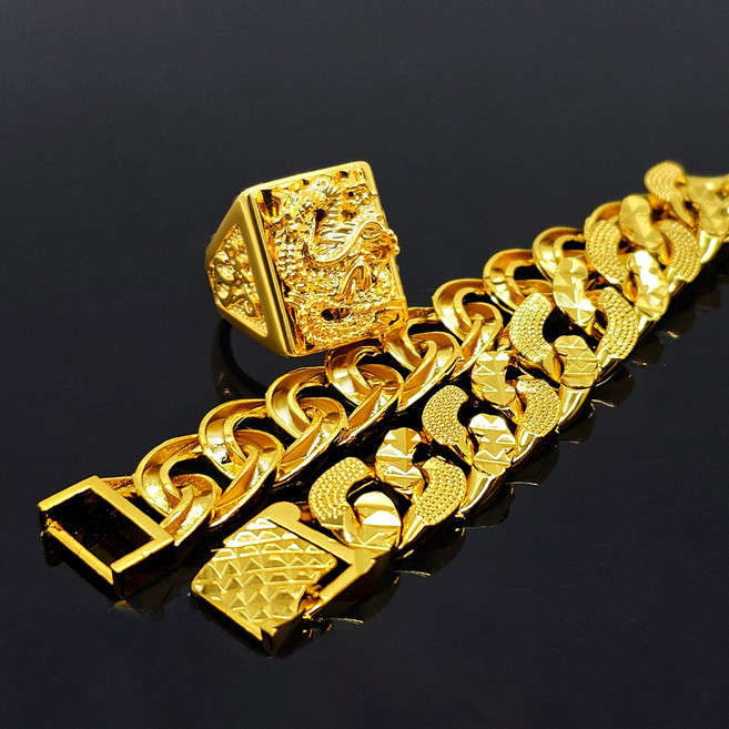 2종세트 18k압축도금 남성 남자 팔찌 반지 세트 실제금싱크로율 / 노블레스 승천