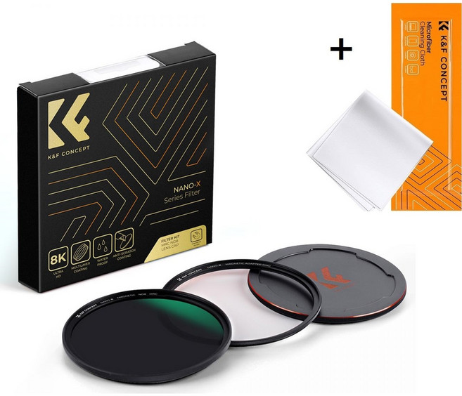 K&F Concept 77mm NANO-X ND8 마그네틱 필터 (렌즈크리너융) 8K AGC Glass Magnetic ND8 (0.9) Filter + Cloth