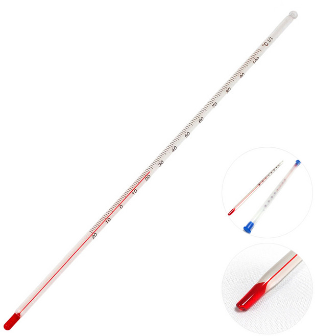 알콜 유리막대 온도계/ 케이스포함 아날로그 유리온도계 온도측정 알콜온도계 막대온도계 교구, 110도(30cm), 1개