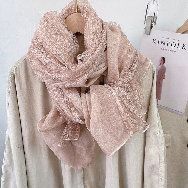 어나더뷰 2132 레이스 롱 스카프 빅사이즈 간절기 가을 겨울 목도리 머플러 숄