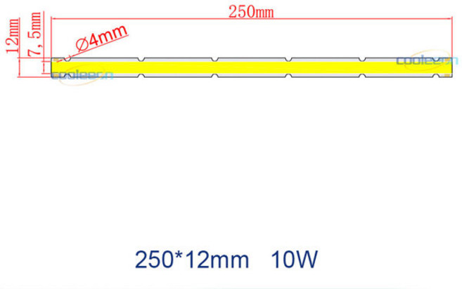 DC 12V COB 전구 LED 칩 패널 라이트 2W-300W 크기 모듈 자연 흰색 빨간색 녹색 파란색 DIY용 램프, 1개, 16 250x12mm  10W