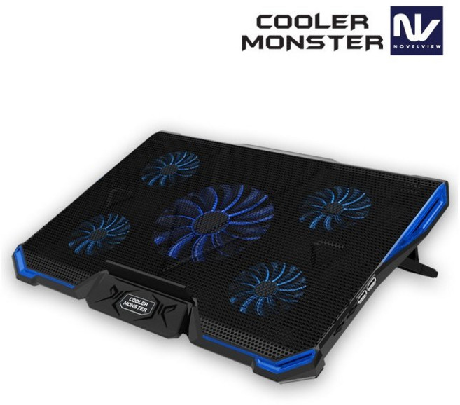 노벨뷰 쿨러몬스터 F5 블루/노트북쿨러/노트북쿨링패드/노트북거치대, 1개