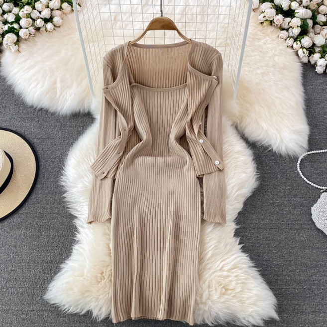 마리하우스 롱나시 원피스+가디건 세트 투피스