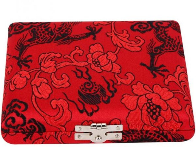 오보에 리드 통기성 구멍 컴팩트 경량 슬롯 디자인빨간색을 위한 우메파 나무 실크 천 커버 케이스 홀더 보관함, Red, 1개