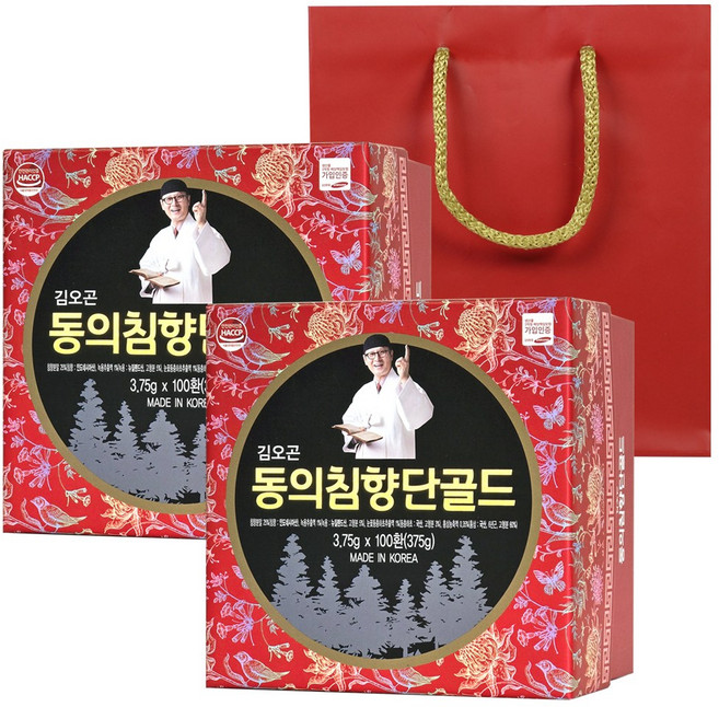 주원생활건강 NEW 김오곤 동의침향단 골드 100p 침향환 + 선물용 쇼핑백, 3.75g, 200개