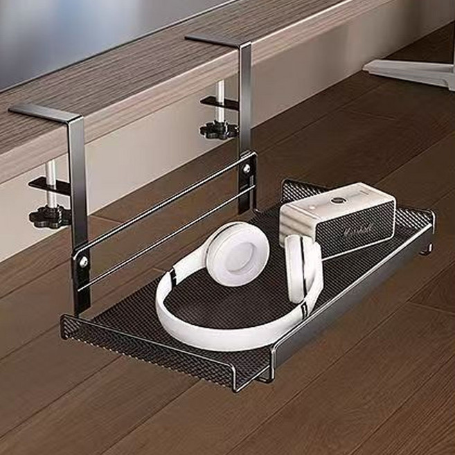 멀티탭 정리선반 화이트 블랙 무타공 메쉬 스틸 정리함 책상 하단 공유기 정리 공간활용, 1개, 블랙 대형