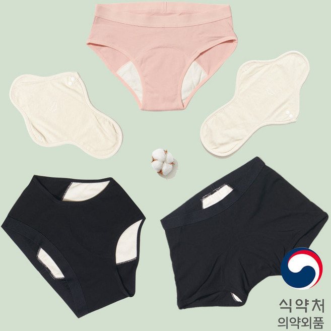 [SET]싸이클린 생리팬티 순면 팬티생리대 여성 초등 첫생리 초경 주니어 속옷 선물세트