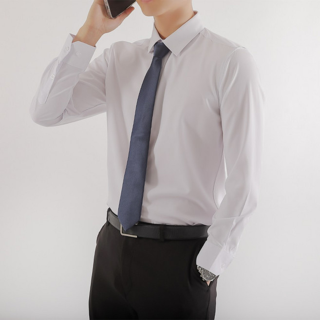 클라민 남성용 구김없는 와이셔츠 긴팔 정장 드레스 셔츠