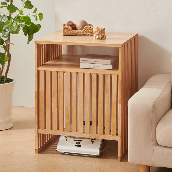 동화속나무 공간활용 원목 로봇청소기수납장, 브라운