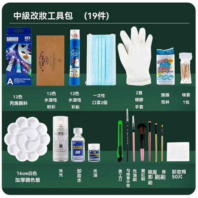 BJD 含化妝練習材料與教學, 1個, 中級改妝工具包,娃娃改妝工具套餐