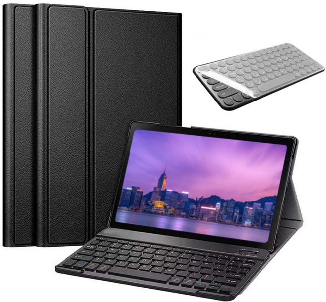 아이뮤즈 뮤패드 K10 PLUS 플러스 호환 블루투스 무선 키보드 케이스 커버 iMuz muPad 케이스나라, 블랙, 1개