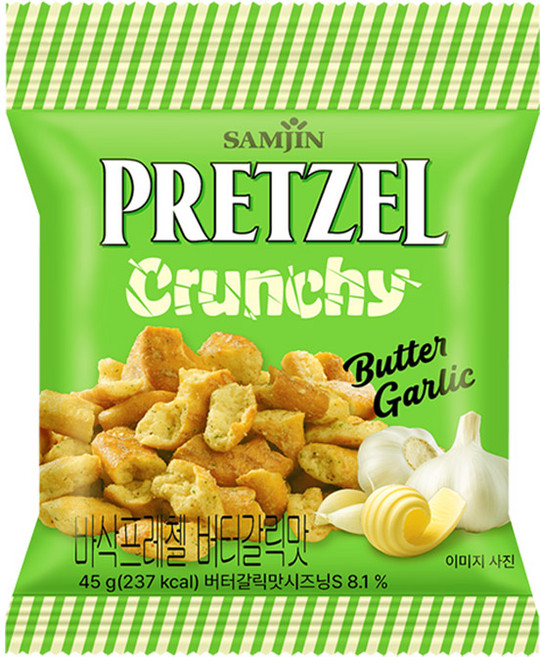 바삭프레첼 크림치즈맛+버터갈릭맛(반반), 45g, 6개