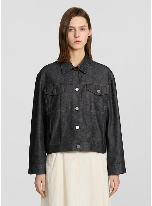 매장정품 SHESMISS 쉬즈미스 플랩 포켓 스티치 데님 자켓 (SWWJKP11100) 1426731, 77, 네이비