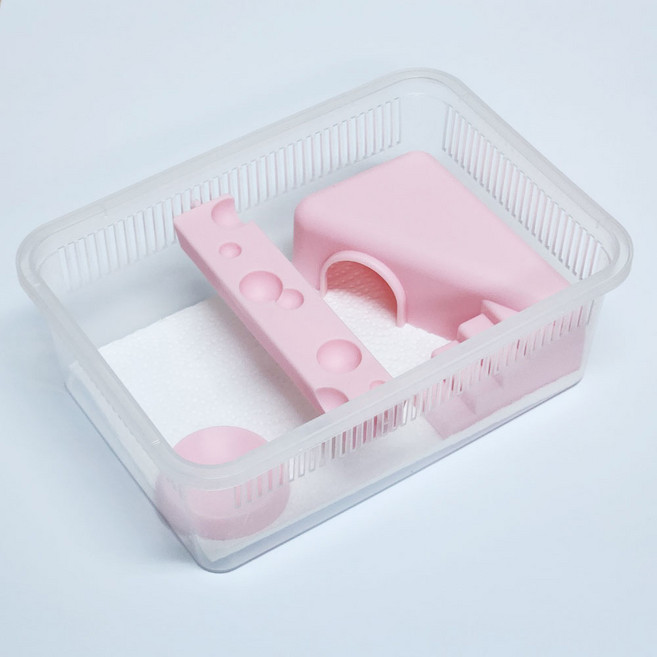 꼬망구 도마뱀 치즈 은신처 지곤 케이지 세트 사육장, 1개, 핑크색