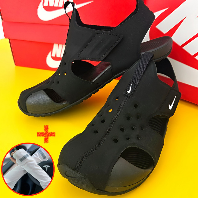 [매장판 100%] 나이키 키즈 선레이 프로텍트 아동 샌들 끈없는 가벼운 여름 신발 편안한 아쿠아 벨크로