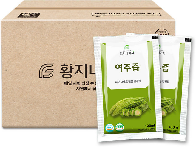 황지네이처 국내산 유기농 여주즙, 100개, 100ml