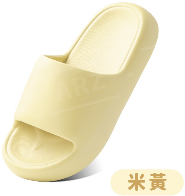 ARZ 厚底拖鞋 麻糬拖鞋 居家拖鞋, 米黃,歐規／36-37