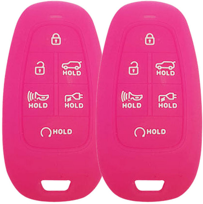 현대 아이오닉5 6버튼 (호환) 실리콘 스마트키케이스 키홀더 1+1, 핑크, 2개