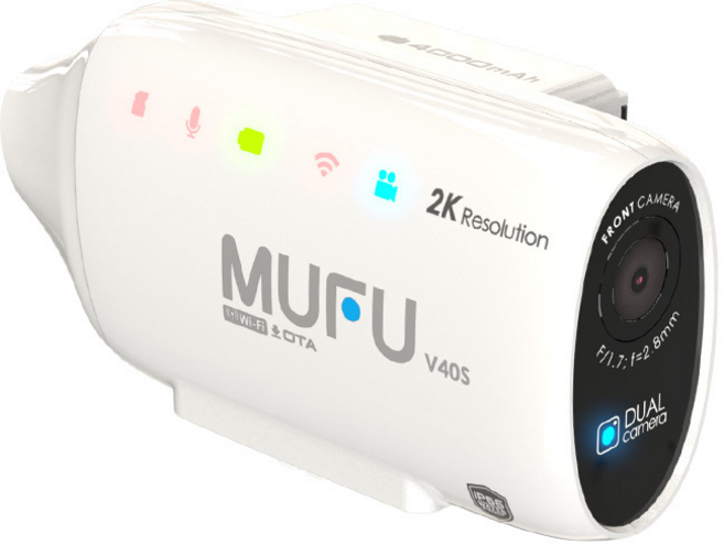 MUFU V40S 雙鏡頭機車行車記錄器 2K, 白色