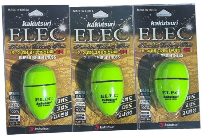 카쿠쯔리 elec 전자찌 3개 감성돔 참돔 벵에돔 야간 선상 갯바위 전자찌 주야겸용찌, 그린0.8호