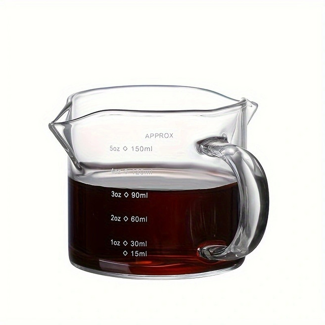 SUCAFINA 木柄盎司杯 小奶盅 咖啡量杯 玻璃量杯, 1個, 玻璃把手款(150ml), N/A, 150ml